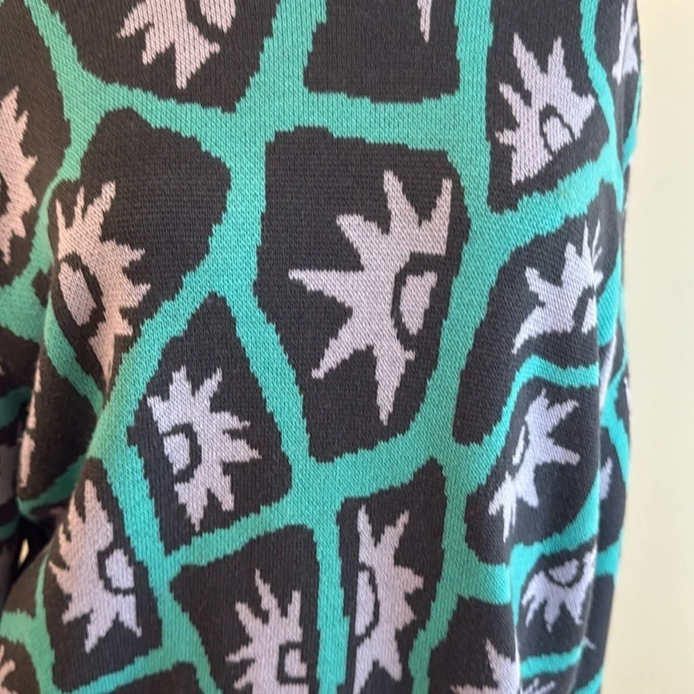 St John Sweater Knit Small Teal Green Lavender Vintage